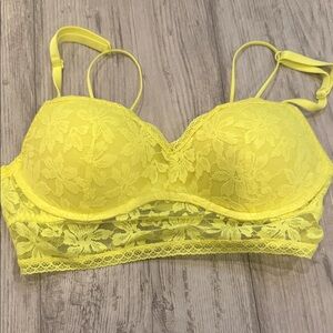 PINK Victoria's Secret Bright Yellow Lace Bra